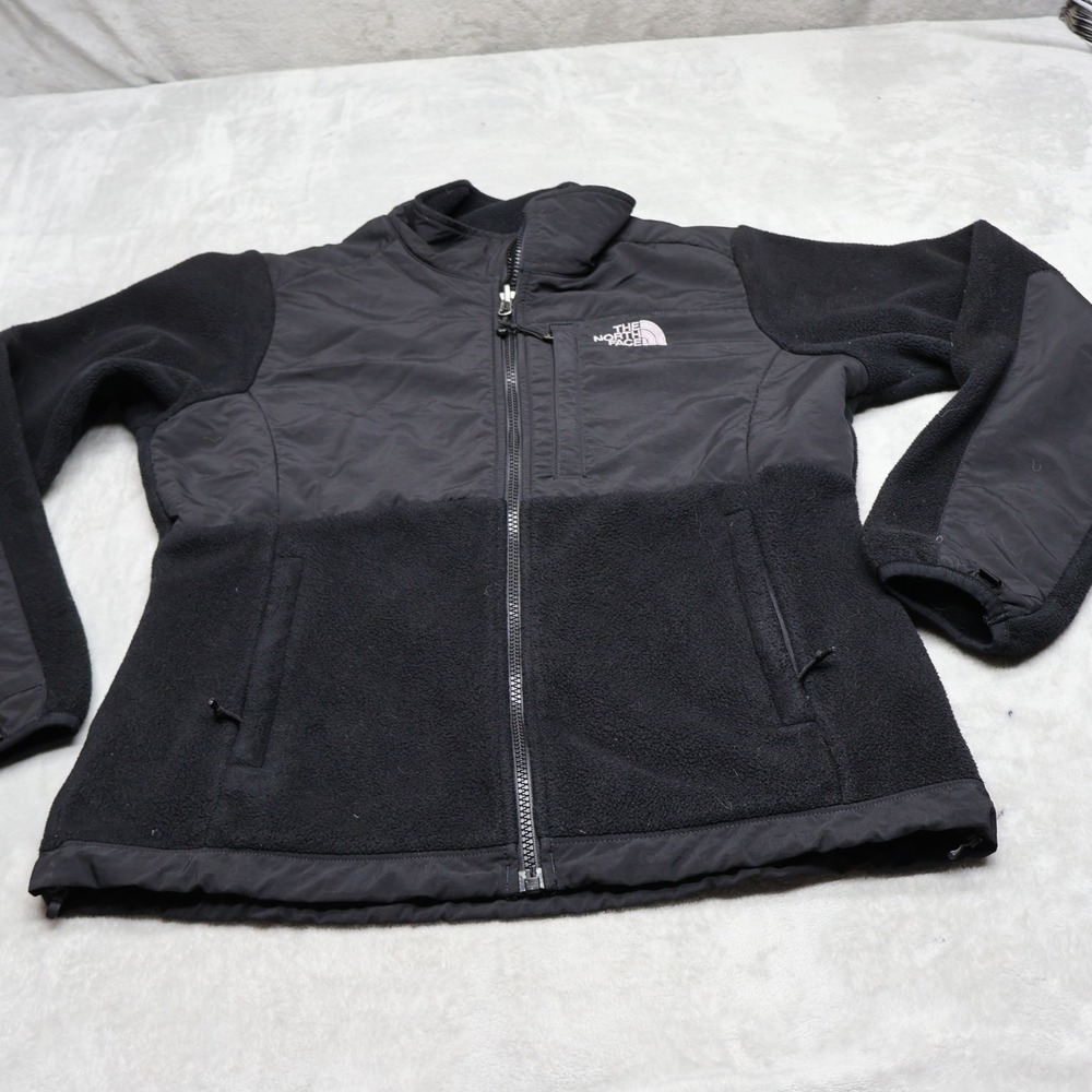 North Face Jacket Womens Medium Black Retro Denali Polartec Fleece Full Zip